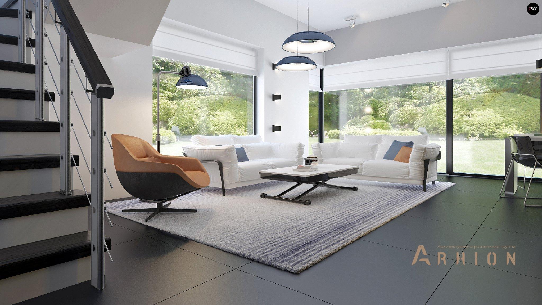 6. Проект двухэтажного дома в стиле хай-тек с плоской кровлей , Zx63 A, площадью - 131 кв c терассой, гаражом